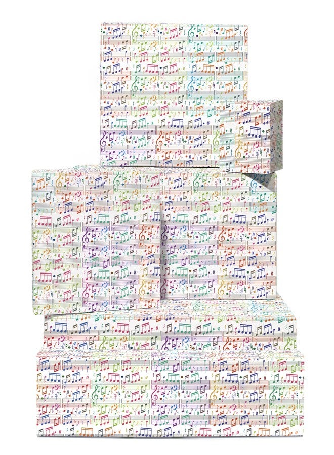 CENTRAL 23 White Wrapping Paper - Music Notes - 6 Gift Wrap Sheets With Tags - Music Lover - Recyclable Wrapping Paper - For Birthday Wedding Anniversary - Image 1